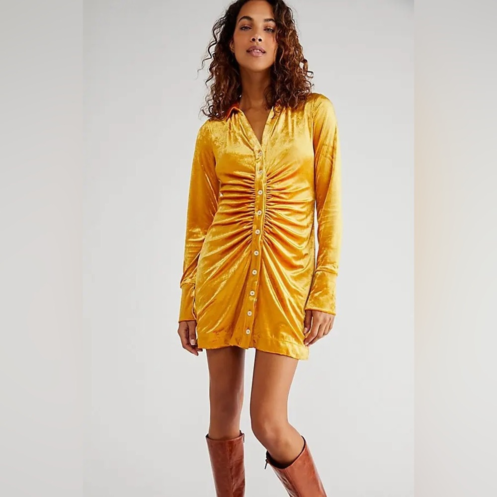 Free People Shayla Velvet Mini Dress - Small